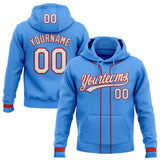 Custom Stitched Powder Blue White-Red Baseball Pullover Sweatshirt Hoodie