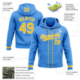 Custom Stitched Powder Blue Yellow-White Baseball Pullover Sweatshirt Hoodie