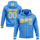 Custom Stitched Powder Blue Yellow-White Baseball Pullover Sweatshirt Hoodie