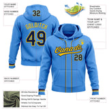 Custom Stitched Powder Blue Navy-Yellow Baseball Pullover Sweatshirt Hoodie