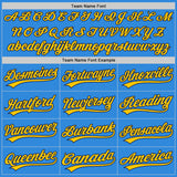 Custom Stitched Powder Blue Navy-Yellow Baseball Pullover Sweatshirt Hoodie