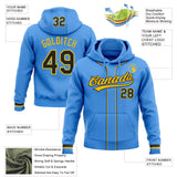 Custom Stitched Powder Blue Black-Yellow Baseball Pullover Sweatshirt Hoodie