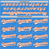 Custom Stitched Powder Blue White-Orange Baseball Pullover Sweatshirt Hoodie