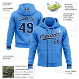Custom Stitched Powder Blue Navy-White Baseball Pullover Sweatshirt Hoodie