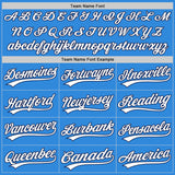 Custom Stitched Powder Blue White-Navy Baseball Pullover Sweatshirt Hoodie