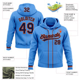 Custom Stitched Powder Blue Navy-Orange Baseball Pullover Sweatshirt Hoodie