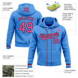 Custom Stitched Powder Blue Pink-Black Baseball Pullover Sweatshirt Hoodie