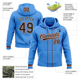 Custom Stitched Powder Blue Black Orange-White Baseball Pullover Sweatshirt Hoodie