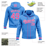 Custom Stitched Powder Blue Pink-White Baseball Pullover Sweatshirt Hoodie
