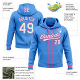 Custom Stitched Powder Blue White-Pink Baseball Pullover Sweatshirt Hoodie