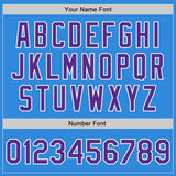 Custom Stitched Powder Blue Purple-White Baseball Pullover Sweatshirt Hoodie