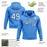Custom Stitched Powder Blue White-Royal Baseball Pullover Sweatshirt Hoodie
