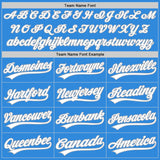 Custom Stitched Powder Blue White-Gray Baseball Pullover Sweatshirt Hoodie