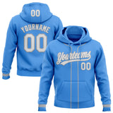 Custom Stitched Powder Blue White-Gray Baseball Pullover Sweatshirt Hoodie