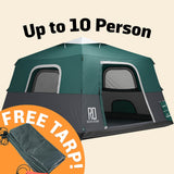 2-Step Cabin Tent – Très grande taille + Bâche de camping OFFERTE (jusqu'à 10 personnes. FR).