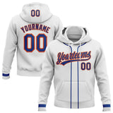 Custom Stitched White Royal-Orange Baseball Pullover Sweatshirt Hoodie
