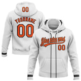 Custom Stitched White Orange-Black Baseball Pullover Sweatshirt Hoodie