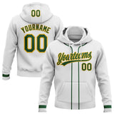 Custom Stitched White Green-Gold Baseball Pullover Sweatshirt Hoodie