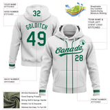 Custom Stitched White Kelly Green-White Baseball Pullover Sweatshirt Hoodie