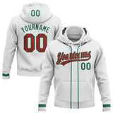 Custom Stitched White Red-Kelly Green Baseball Pullover Sweatshirt Hoodie