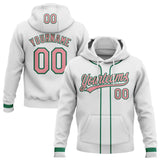 Custom Stitched White Medium Pink-Kelly Green Baseball Pullover Sweatshirt Hoodie
