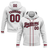 Custom Stitched White Crimson-Black Baseball Pullover Sweatshirt Hoodie