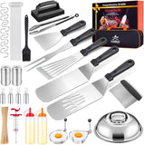 138PCS Griddle Accessories Kit.Grill Accessories for Blackstone Flat Top Set and Camp Chef.Grill Spatula.Scraper.Griddle Cleaning Kit Carry Bag for Hibachi Grill. Men Outdoor BBQ with Meat Injector