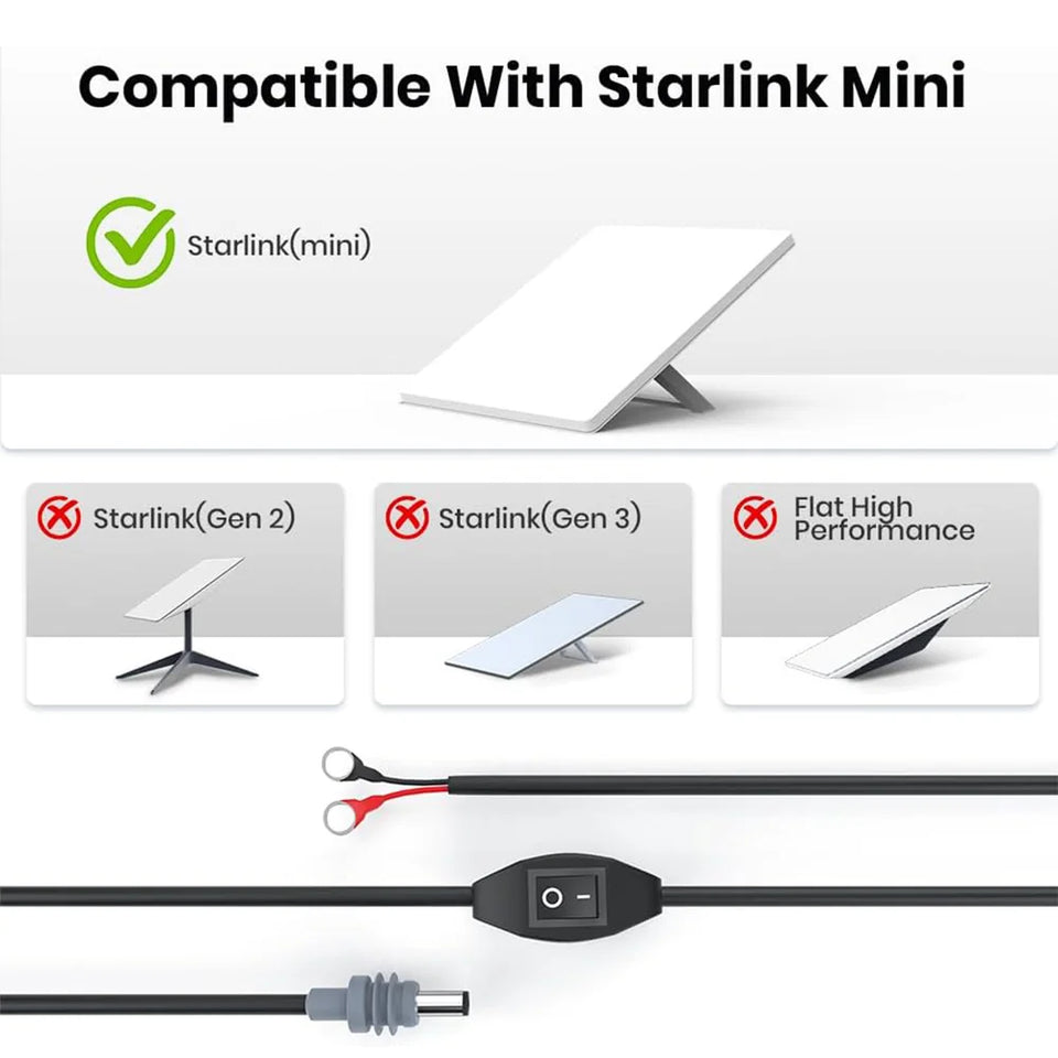 10ft O-Ring DC Charging Cable for Starlink Mini with Switch - Compatible with 3M Length - High-Quality CB8 Connector