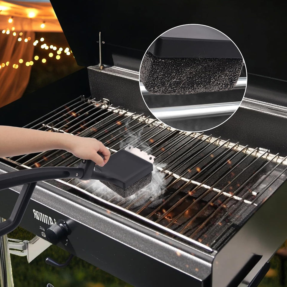 BBQ Grill Brush Bristle Free.4 in 1 Grill Brush for Outdoor Grill with Replaceable Cleaning Head.18.8 Extra Long Safe Steam Grill Cleaner Brush with Scraper.Bbq Accessories Gifts for Men