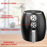 3.2-Quart Small Electric Air Fryer. Timer & Temp. Control (Black. Silver) (AF-300BK)