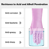 3 Pairs Rubber Cleaning Gloves for Household - Reusable Dishwashing Gloves for Kitchen. Waterproof Flocked Liner Dish Washing Gloves for Kitchen Bathroom. Laundry. Gardening (Large)