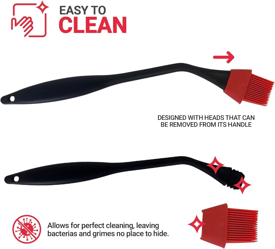 Pastry Brush Basting for Cooking Barbecue Grill Silicone Ergonomic Angled Removable Head
