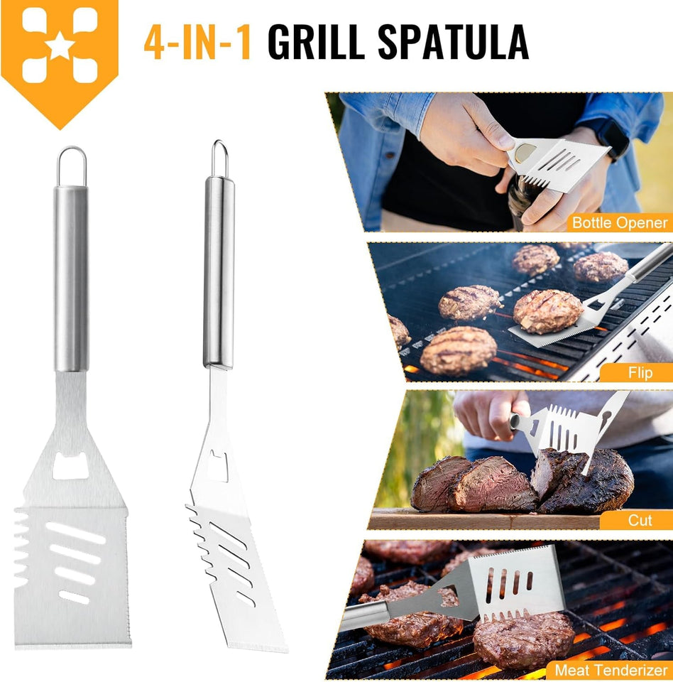 22Pcs Grilling Accessories. BBQ Accessories with Aluminum Case. Stainless Steel Grill Set Tools for Outdoor Camping&Barbecue. Grilling Gifts for Men Dad Fathers Day