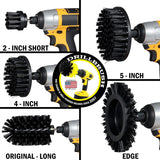 - 4 Piece Black Drillbrush Ultra Stiff Cleaning Brush Set - Metal Brush for Drill Alternative - Grill Brush for Cordless Drill - Grill Grate Cleaner Brush