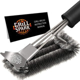 BBQ Grill Brush and Scraper 18 | Stainless Steel Cleaning Brush Accessories | Best for Weber Gas. Charcoal. Porcelain. Cast Iron. All Grilling Grates