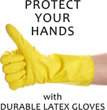 3 Pairs Yellow Cleaning Dish Gloves. Professional Natural Rubber Latex Gloves. Kitchen Dishwashing Gloves (3 Pairs)