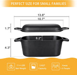 3.6QT Oval Dutch Oven for Bread Baking - Pre-Seasoned Cast Iron Sourdough Bread Pan with Lid