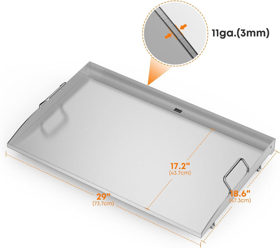 28 Inch Stainless Steel Griddle. Flat Top Griddle Replacement Top for Blackstone 28 2-Burner Gas Grill Cooking Station. Griddle Top Replacement with Rear Grease System
