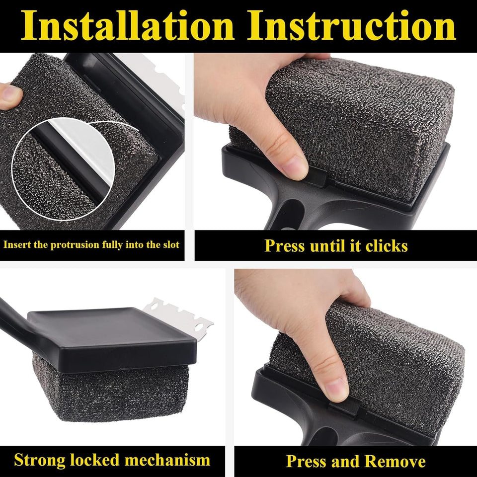 BBQ Grill Brush Bristle Free.4 in 1 Grill Brush for Outdoor Grill with Replaceable Cleaning Head.18.8 Extra Long Safe Steam Grill Cleaner Brush with Scraper.Bbq Accessories Gifts for Men