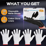 100 Pcs Grilling Gloves Kit Disposable BBQ Gloves with 2 Pairs Cotton Liners Grilling Gloves Cooking Gloves Latex Free Nitrile Gloves for Outdoor Grilling Barbecue Cooking