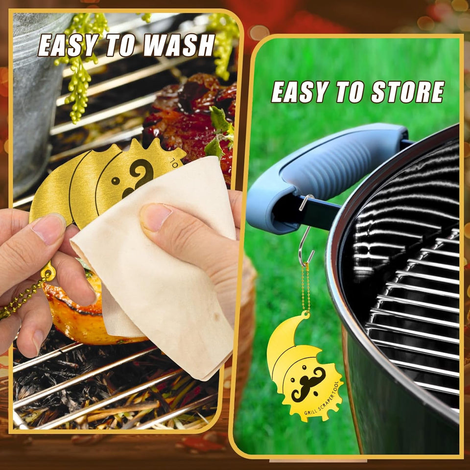 Xmas Gifts for Men Dad Boyfriend Husband Grill Brush and Scraper Bristle Free.Mens Stocking Stuffers.Bbq Accessories Grill Brush for Outdoor Grill.Kitchen Gadgets Cleaner(Gold)