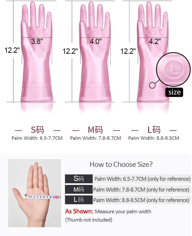 3 Pack Reusable Cleaning Gloves Latex Free - Dishwashing Gloves with Cotton Flock Liner and Embossed Palm - Waterproof Household Gloves for Laundry. Gardening (Medium)…