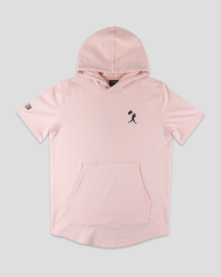 Flag Man Short Sleeve Hoodie (Cotton Candy Pink) - Youth