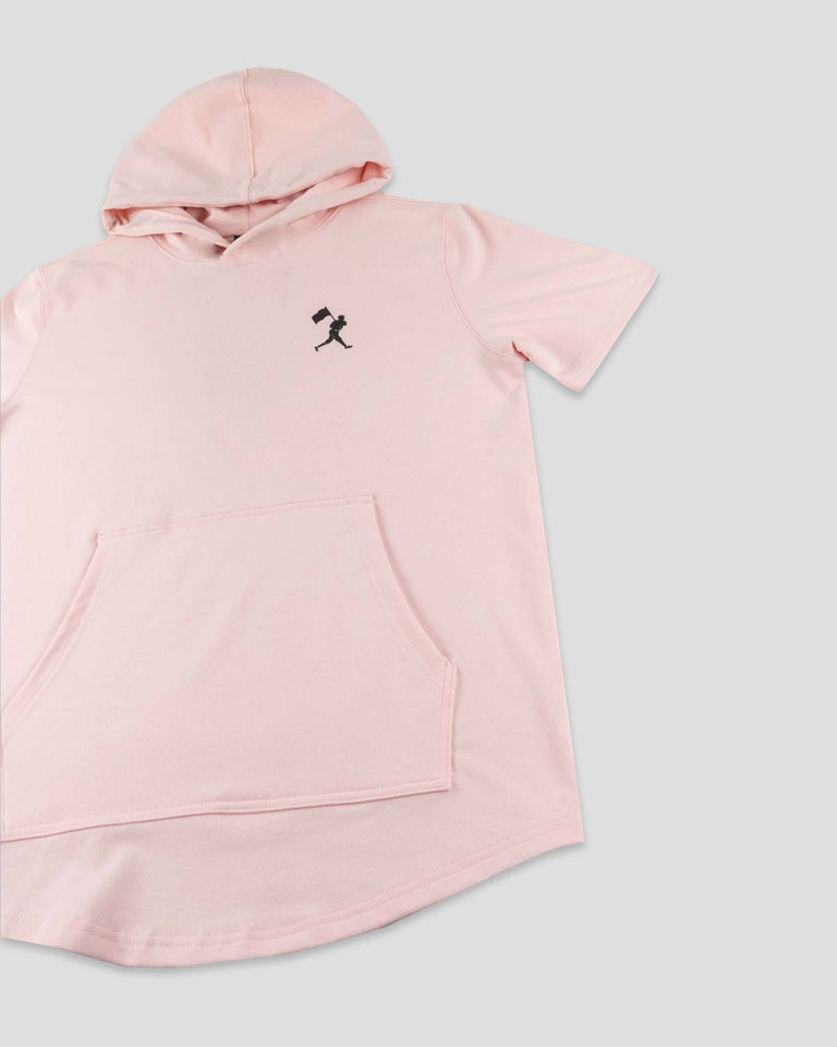 Flag Man Short Sleeve Hoodie (Cotton Candy Pink) - Youth