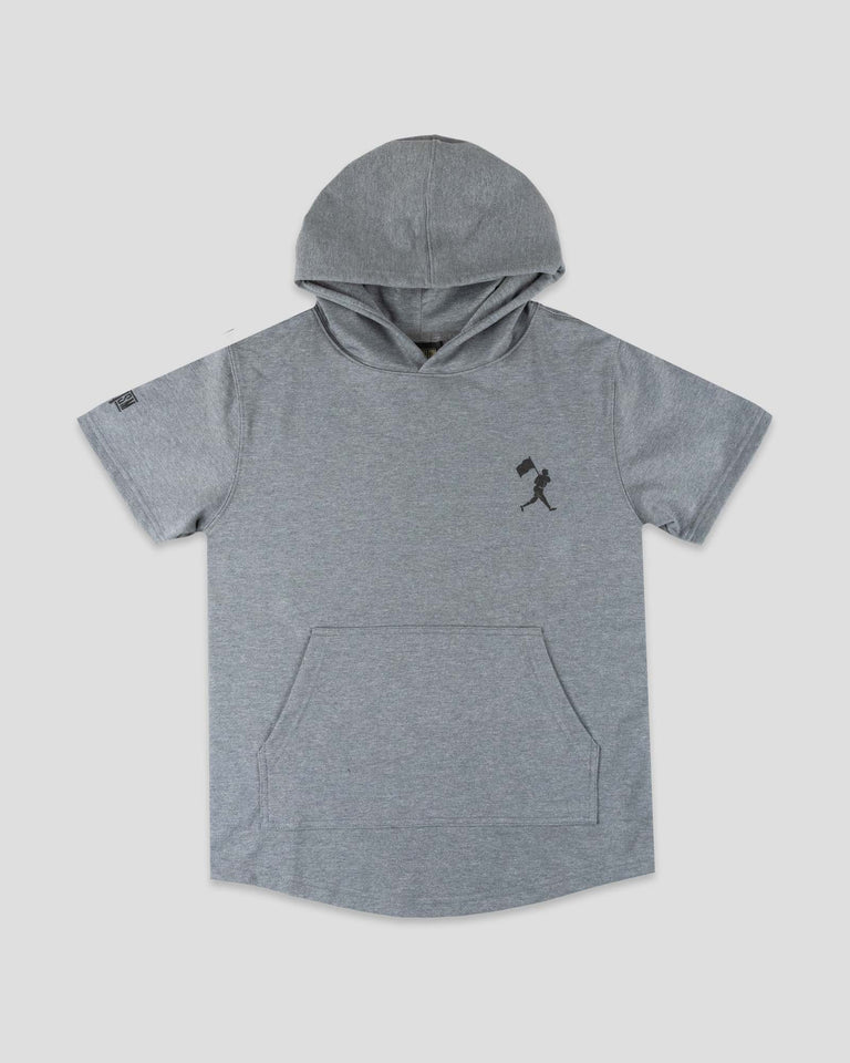 Flag Man Short Sleeve Hoodie (Grey) - Youth