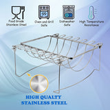 3-In-1Turkey Roasting Rack Rib Rack for Smoking & Chicken Leg Rack for Oven Grill - Holds 6 Large Ribs. 12 Chicken Leg Wing. 1 Whole Chicken - Premium Foldable Space-Saving Grilling Smoking Accessory