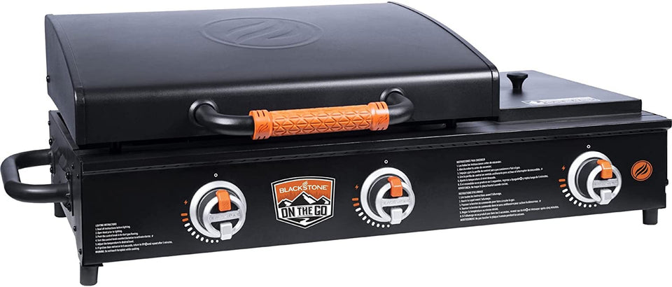 1860 on the Go Range Top Combo with Hood & Handles Heavy Duty Flat Top BBQ Griddle Grill Station for Kitchen. Camping. Outdoor. Tailgating 22 Inch Black