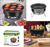 10 Portable round Barbecue BBQ Charcoal Grill with Handle for Outdoor Home Kitchen BBQ Picnic Camping