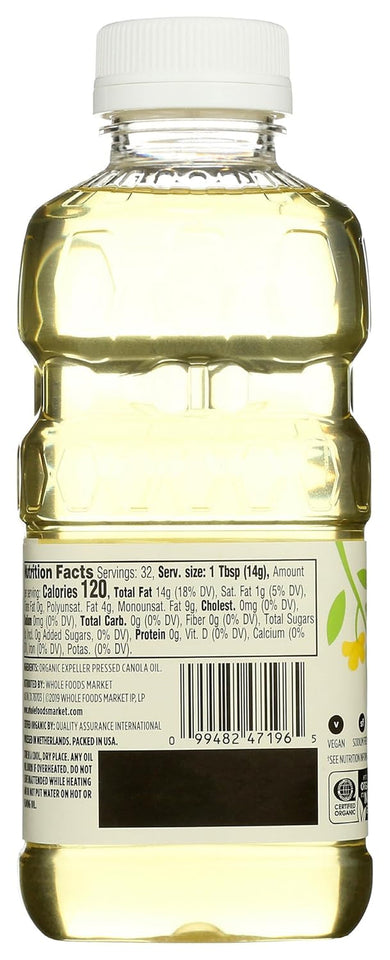 365 by Whole Foods Market. Organic Canola Cooking Oil. 16 Fl Oz