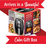 3.2-Quart Small Electric Air Fryer. Timer & Temp. Control (Black. Silver) (AF-300BK)